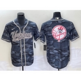 Men's New York Yankees Gray Camo Team Big Logo Cool Base Stitched Baseball Jersey1