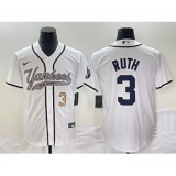 Men's New York Yankees #3 Babe Ruth Number White Cool Base Stitched Baseball Jersey