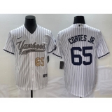 Men's New York Yankees #65 Nestor Cortes Jr Number White Cool Base Stitched Baseball Jersey