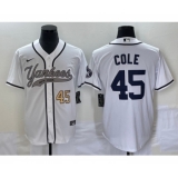 Men's New York Yankees #45 Gerrit Cole Number White Cool Base Stitched Baseball Jersey