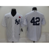 Men's New York Yankees #42 Mariano Rivera White No Name Stitched Rose Nike Cool Base Throwback Jersey