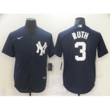 Men's Nike New York Yankees #3 Babe Ruth Navy Road Flex Base Authentic Collection Jersey