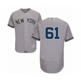 Men's New York Yankees #61 Ben Heller Grey Road Flex Base Authentic Collection Baseball Player Jersey