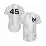 Men's New York Yankees #45 Luke Voit White Home Flex Base Authentic Collection Baseball Player Jersey