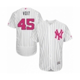Men's New York Yankees #45 Luke Voit Authentic White 2016 Mother's Day Fashion Flex Base Baseball Player Jersey