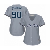 Women's New York Yankees #90 Thairo Estrada Authentic Grey Road Baseball Player Jersey