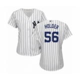 Women's New York Yankees #56 Jonathan Holder Authentic White Home Baseball Player Jersey