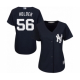Women's New York Yankees #56 Jonathan Holder Authentic Navy Blue Alternate Baseball Player Jersey