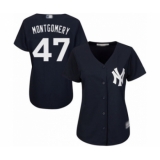 Women's New York Yankees #47 Jordan Montgomery Authentic Navy Blue Alternate Baseball Player Jersey