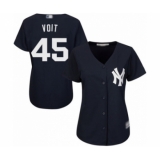 Women's New York Yankees #45 Luke Voit Authentic Navy Blue Alternate Baseball Player Jersey