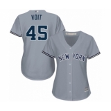 Women's New York Yankees #45 Luke Voit Authentic Grey Road Baseball Player Jersey