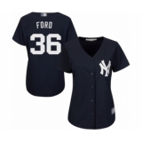 Women's New York Yankees #36 Mike Ford Authentic Navy Blue Alternate Baseball Player Jersey