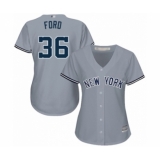 Women's New York Yankees #36 Mike Ford Authentic Grey Road Baseball Player Jersey
