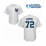 Youth New York Yankees #72 Chance Adams Authentic White Home Baseball Player Jersey