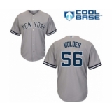 Youth New York Yankees #56 Jonathan Holder Authentic Grey Road Baseball Player Jersey