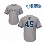 Youth New York Yankees #45 Luke Voit Authentic Grey Road Baseball Player Jersey