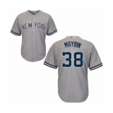 Men's New York Yankees #38 Cameron Maybin Replica Grey Road Baseball Jersey