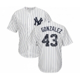 Men's New York Yankees #43 Gio Gonzalez Authentic White Team Logo Fashion Baseball Jersey