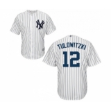 Men's New York Yankees #12 Troy Tulowitzki Replica White Home Baseball Jersey