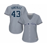 Women's New York Yankees #43 Gio Gonzalez Authentic Grey Road Baseball Jersey