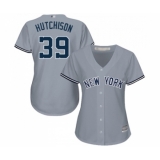 Women's New York Yankees #39 Drew Hutchison Authentic Grey Road Baseball Jersey