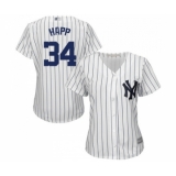 Women's New York Yankees #34 J.A. Happ Authentic White Home Baseball Jersey