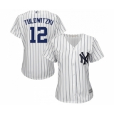 Women's New York Yankees #12 Troy Tulowitzki Authentic White Home Baseball Jersey