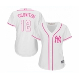Women's New York Yankees #12 Troy Tulowitzki Authentic White Fashion Cool Base Baseball Jersey