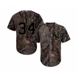 Youth New York Yankees #34 J.A. Happ Authentic Camo Realtree Collection Flex Base Baseball Jersey