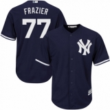 Youth Majestic New York Yankees #77 Clint Frazier Authentic Navy Blue Alternate MLB Jersey