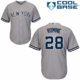 Youth Majestic New York Yankees #28 Austin Romine Authentic Grey Road MLB Jersey