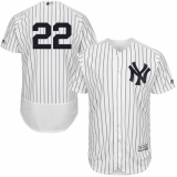 Men's Majestic New York Yankees #22 Jacoby Ellsbury White Home Flex Base Authentic Collection MLB Jersey