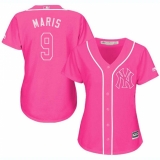 Women's Majestic New York Yankees #9 Roger Maris Replica Pink Fashion Cool Base MLB Jersey
