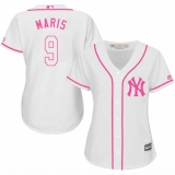 Women's Majestic New York Yankees #9 Roger Maris Authentic White Fashion Cool Base MLB Jersey