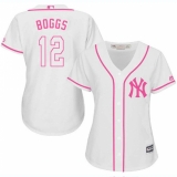 Women's Majestic New York Yankees #12 Wade Boggs Authentic White Fashion Cool Base MLB Jersey