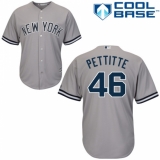 Youth Majestic New York Yankees #46 Andy Pettitte Replica Grey Road MLB Jersey