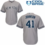 Youth Majestic New York Yankees #41 Randy Johnson Replica Grey Road MLB Jersey