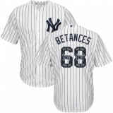 Men's Majestic New York Yankees #68 Dellin Betances Authentic White Team Logo Fashion MLB Jersey