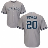Youth Majestic New York Yankees #20 Jorge Posada Replica Grey Road MLB Jersey