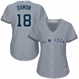 Women's Majestic New York Yankees #18 Johnny Damon Replica Grey Road MLB Jersey