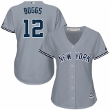 Women's Majestic New York Yankees #12 Wade Boggs Replica Grey Road MLB Jersey