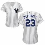 Women's Majestic New York Yankees #23 Don Mattingly Replica White Home MLB Jersey