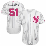 Men's Majestic New York Yankees #51 Bernie Williams Authentic White 2016 Mother's Day Fashion Flex Base MLB Jersey
