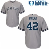 Youth Majestic New York Yankees #42 Mariano Rivera Replica Grey Road MLB Jersey