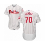 Men's Philadelphia Phillies #70 Arquimedes Gamboa White Home Flex Base Authentic Collection Baseball Player Jersey