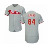 Men's Philadelphia Phillies #64 Victor Arano Grey Road Flex Base Authentic Collection Baseball Player Jersey