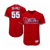 Men's Philadelphia Phillies #55 Ranger Suarez Red Alternate Flex Base Authentic Collection Baseball Player Jersey