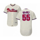 Men's Philadelphia Phillies #55 Ranger Suarez Cream Alternate Flex Base Authentic Collection Baseball Player Jersey