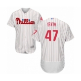 Men's Philadelphia Phillies #47 Cole Irvin White Home Flex Base Authentic Collection Baseball Player Jersey