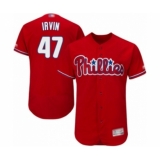 Men's Philadelphia Phillies #47 Cole Irvin Red Alternate Flex Base Authentic Collection Baseball Player Jersey